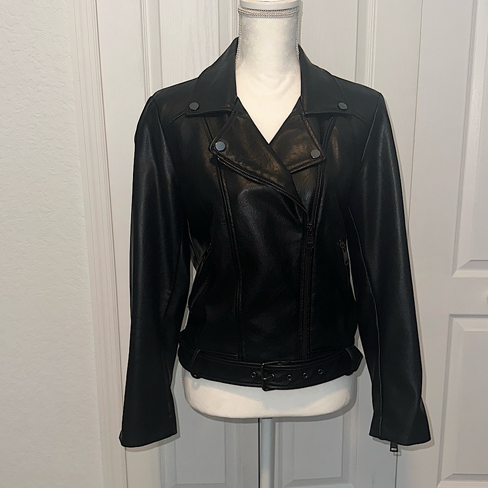 Faux leather moto jacket